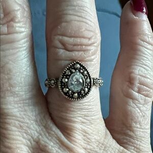 Elegant Silver Teardrop Ring